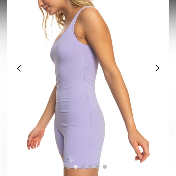 Roxy Kelia Lavender Purple Asymmetrical Workout Bodysuit Romper - Picture 3 of 15